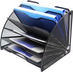 EasyPAG Desk File Organizer 6 Compartment Fan-Shaped Filing Paper Holder Letters Tray Desk Organizers and Accessories,Black - Image 4
